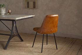 Harsha Leather Dining Chair - Aged Tan