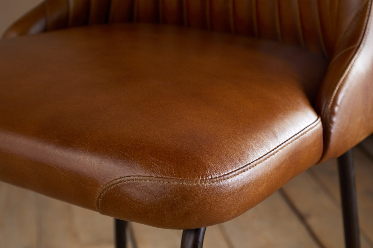 Harsha Leather Counter Chair - Aged Tan