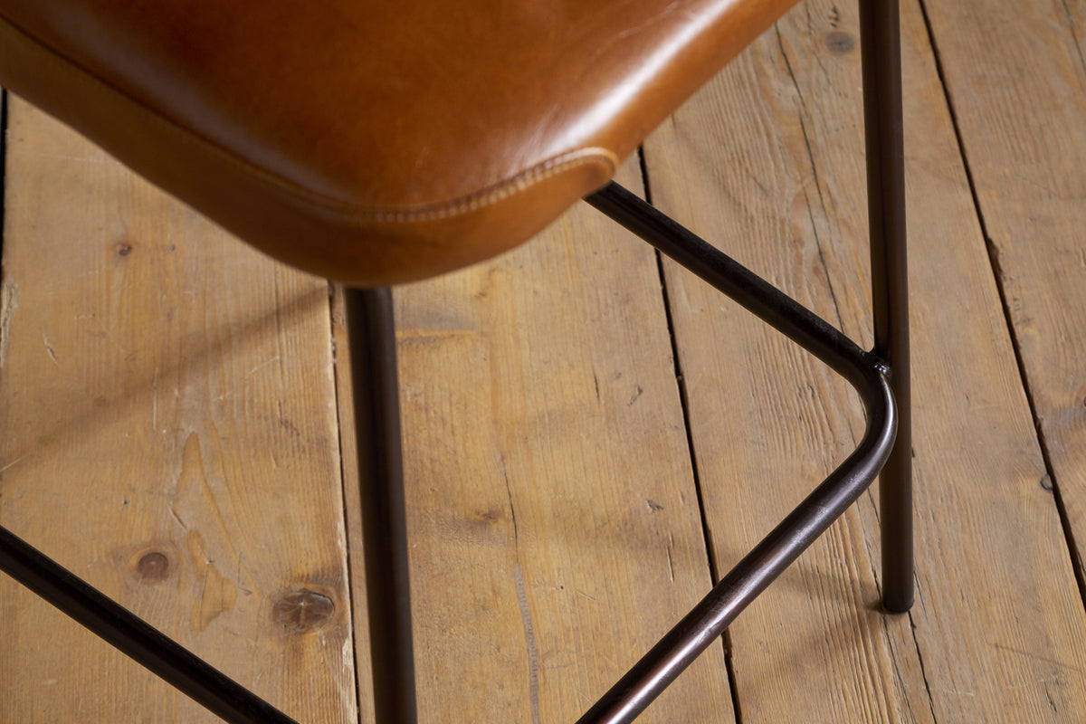 Harsha Leather Counter Chair - Aged Tan