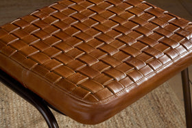 Amala Leather Weave & Iron Dining Chair - Aged Tan