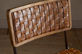 Amala Leather Weave & Iron Dining Chair - Aged Tan