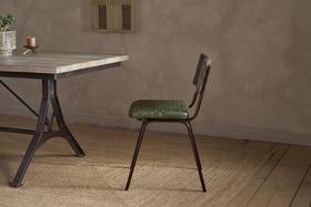 Amala Leather Weave & Iron Dining Chair - Rich Green