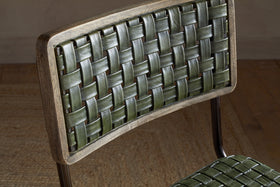 Amala Leather Weave & Iron Dining Chair - Rich Green
