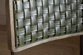 Amala Leather Weave & Iron Dining Chair - Rich Green
