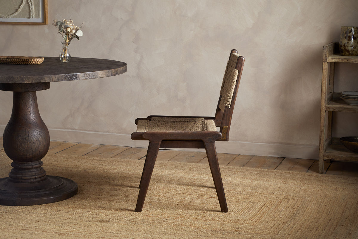 Vinay Jute & Wood Woven Dining Chair - Chocolate Brown