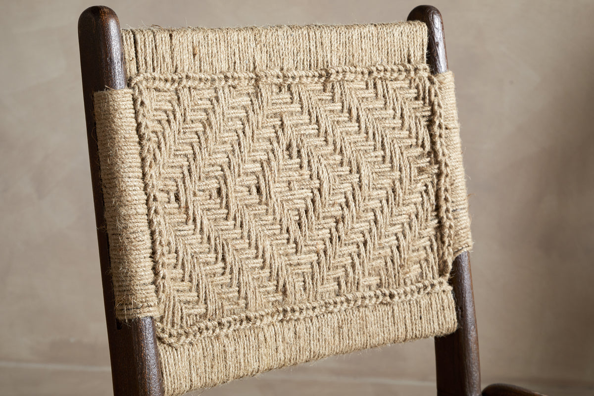 Vinay Jute & Wood Woven Dining Chair - Chocolate Brown