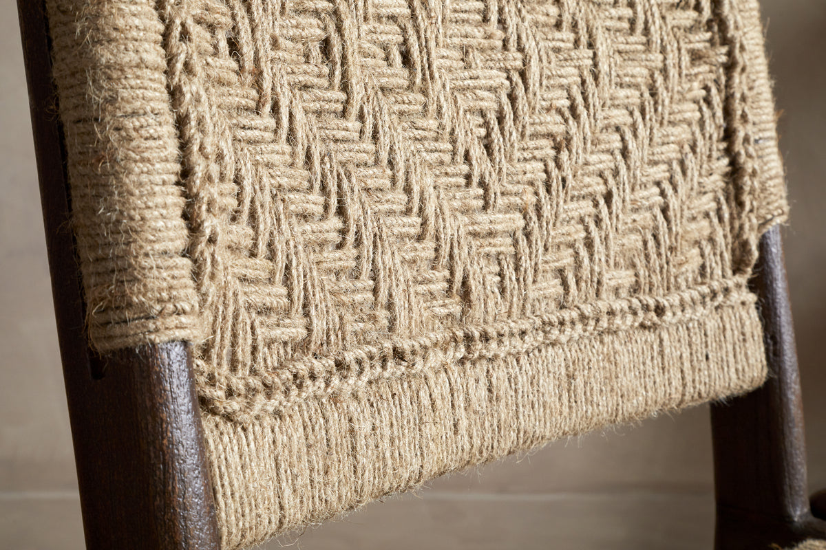 Vinay Jute & Wood Woven Dining Chair - Chocolate Brown