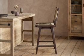 Vinay Jute & Wood Woven Counter Chair - Chocolate Brown
