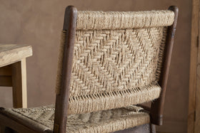 Vinay Jute & Wood Woven Counter Chair - Chocolate Brown
