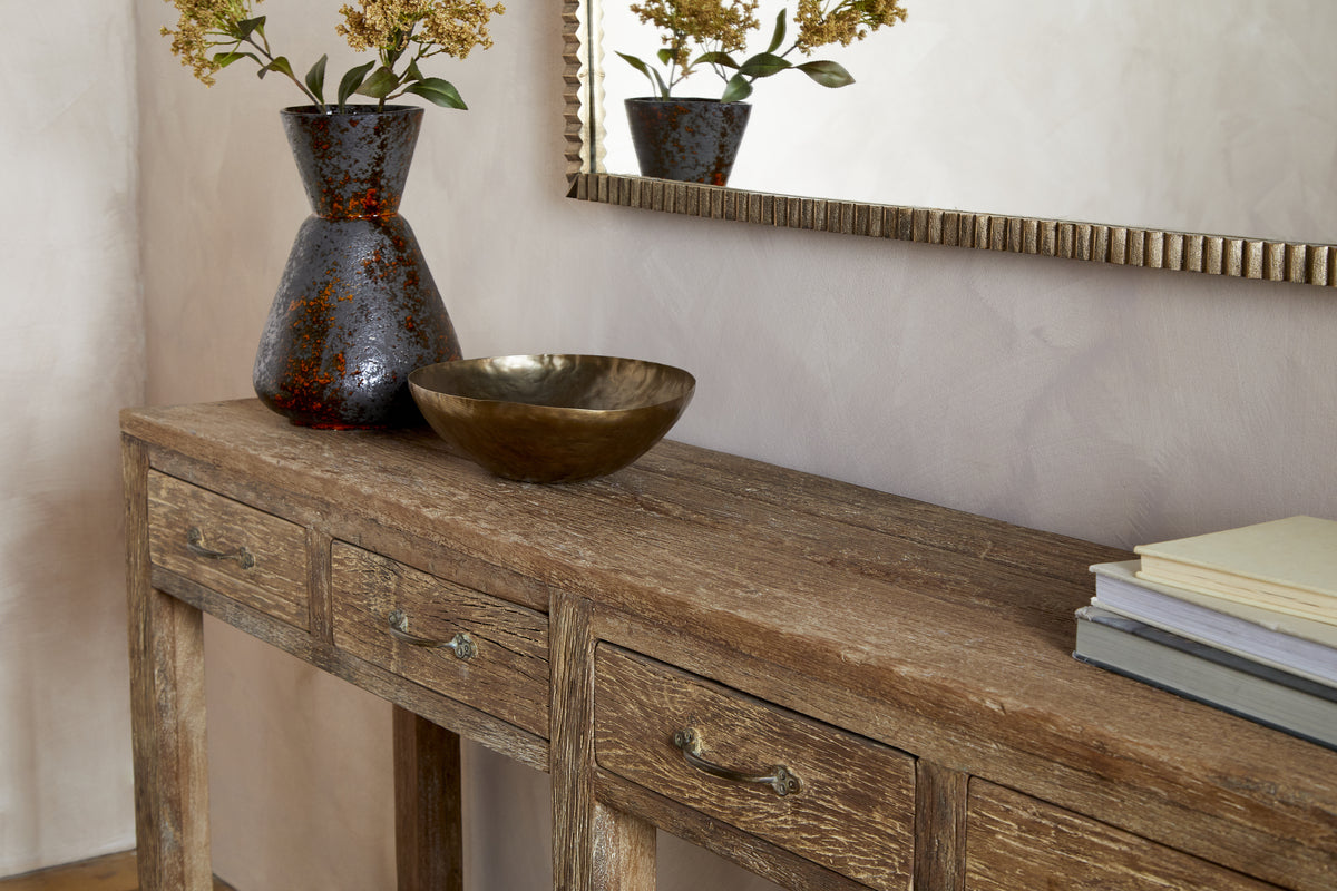 Ibo Reclaimed Wood 4 Drawer Console Table - Natural