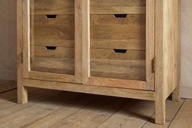 Artha Mango Wood & Glass Tall Cabinet - Natural
