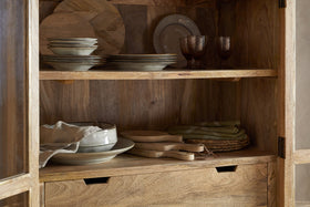 Artha Mango Wood & Glass Tall Cabinet - Natural