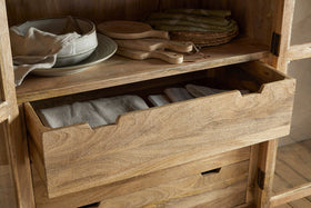 Artha Mango Wood & Glass Tall Cabinet - Natural