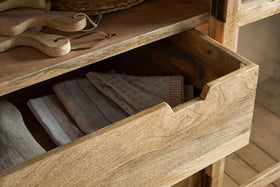 Artha Mango Wood & Glass Tall Cabinet - Natural