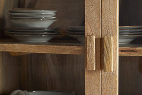 Artha Mango Wood & Glass Tall Cabinet - Natural