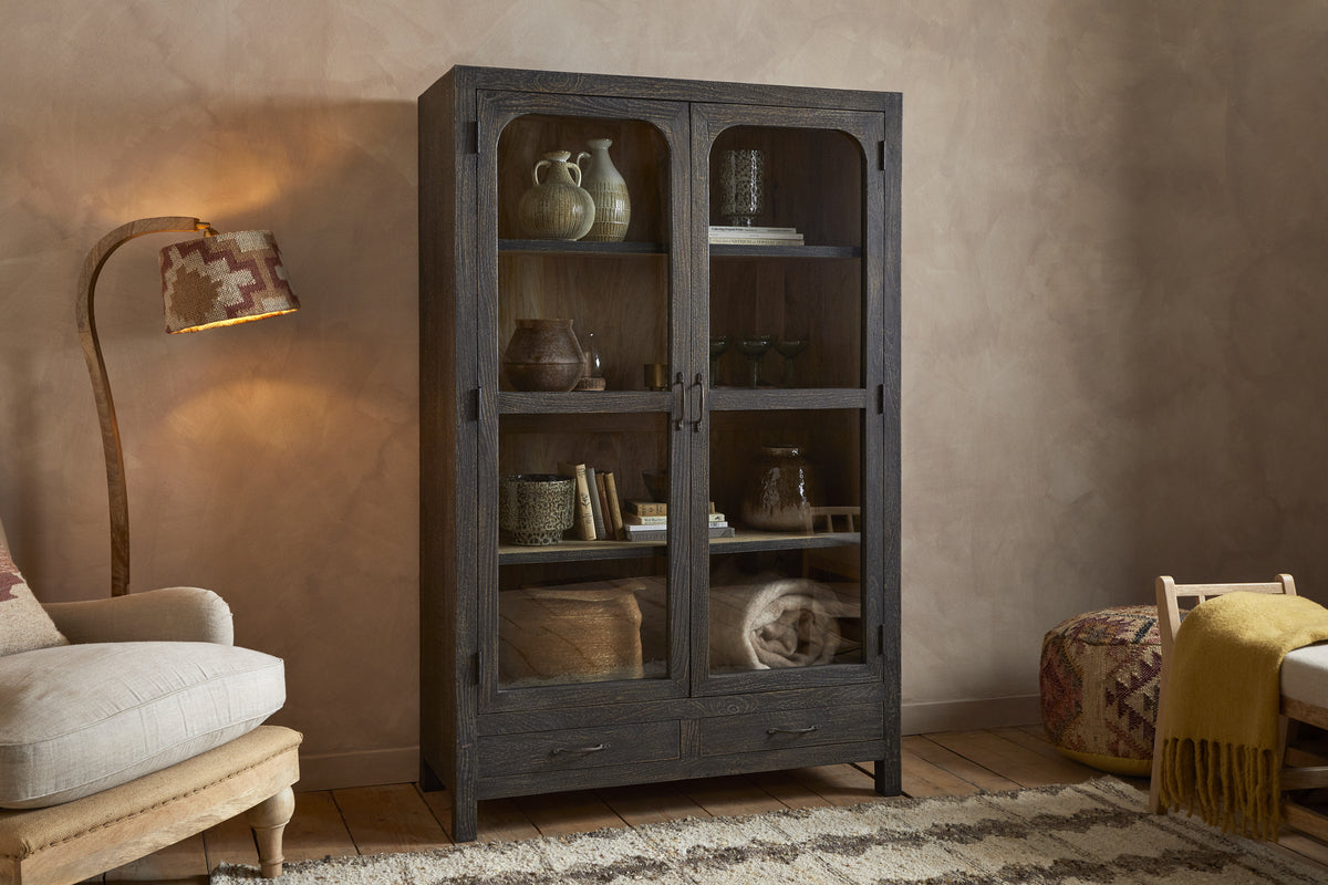 Valin Mango Wood & Glass Cabinet - Natural