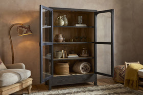 Valin Mango Wood & Glass Cabinet - Natural