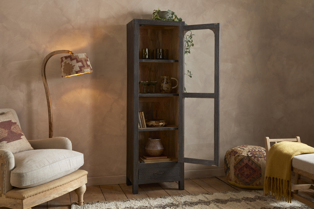 Valin Mango Wood & Glass Cabinet - Natural