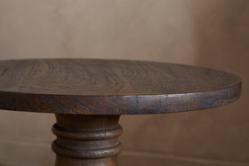 Laya Carved Wood Side Table - Chocolate Brown
