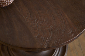 Laya Carved Wood Side Table - Chocolate Brown