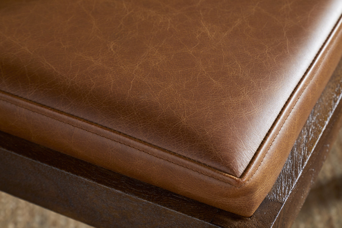 Kusa Mango Wood & Leather Dining Chair - Aged Tan
