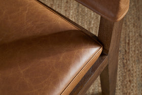 Kusa Mango Wood & Leather Dining Chair - Aged Tan