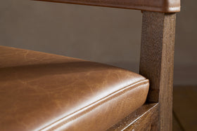 Kusa Mango Wood & Leather Dining Chair - Aged Tan