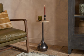 Israj Marble & Iron Side Table - Aged Black