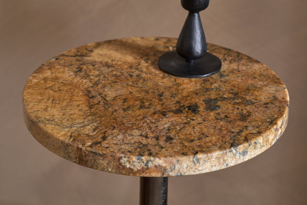 Israj Marble & Iron Side Table - Aged Black