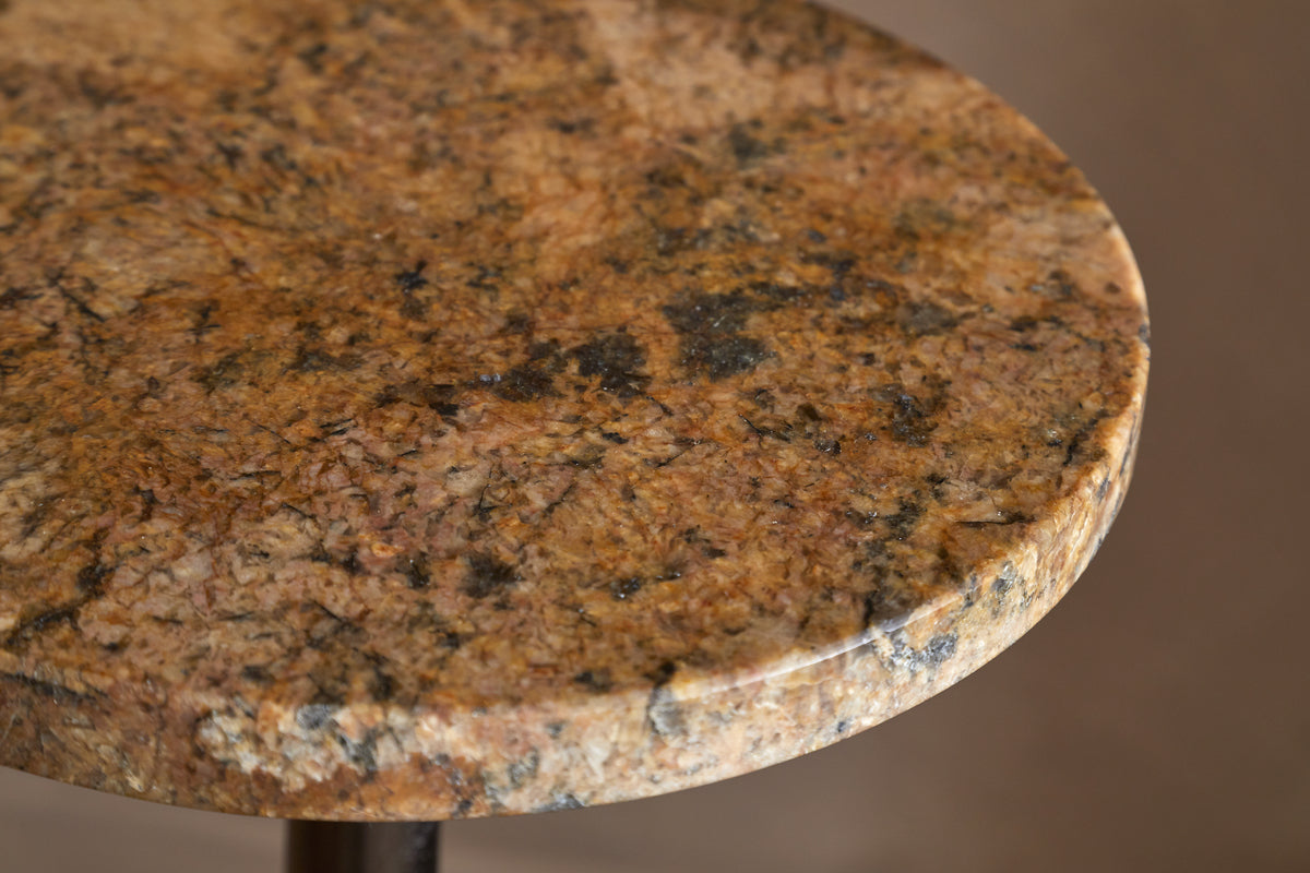 Israj Marble & Iron Side Table - Aged Black