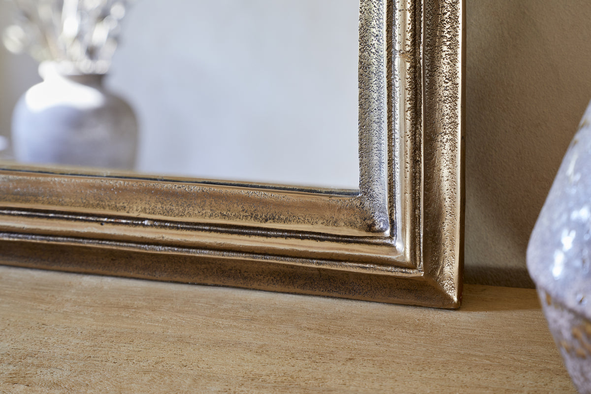Yamuna Rectangular Mirror - Aged Antique Brass