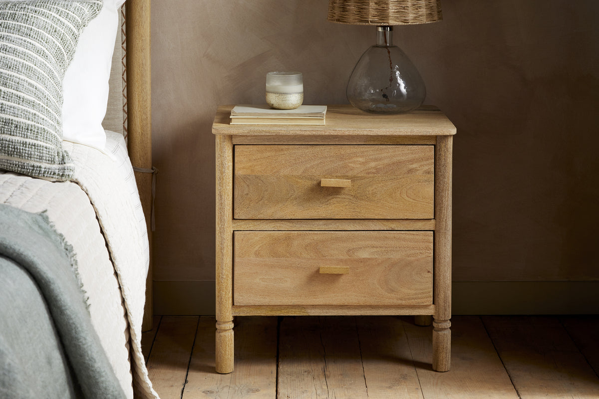Sri Mango Wood Bedside Table - Natural