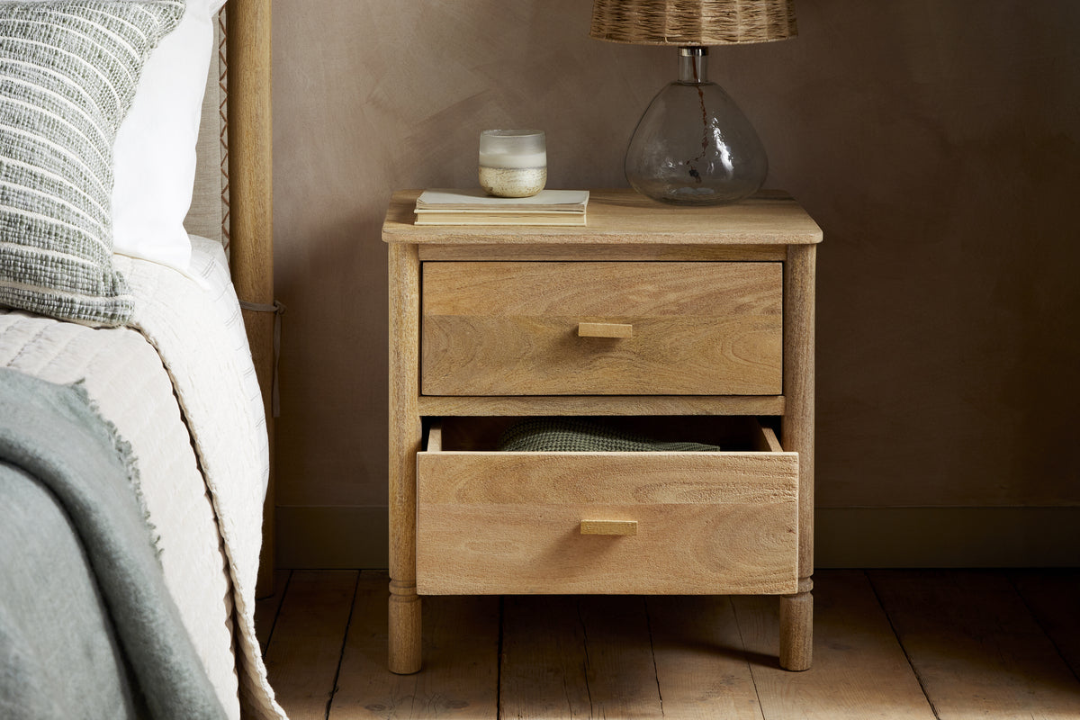 Sri Mango Wood Bedside Table - Natural