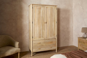 Sri Mango Wood Wardrobe - Natural