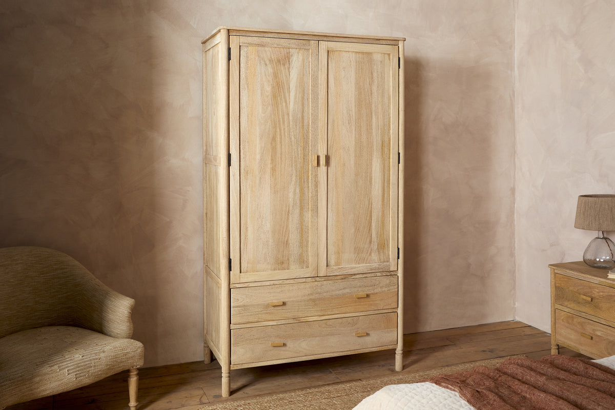 Sri Mango Wood Wardrobe - Natural