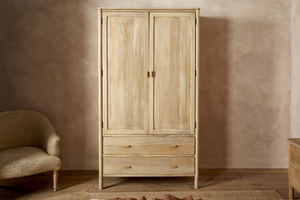 Sri Mango Wood Wardrobe - Natural