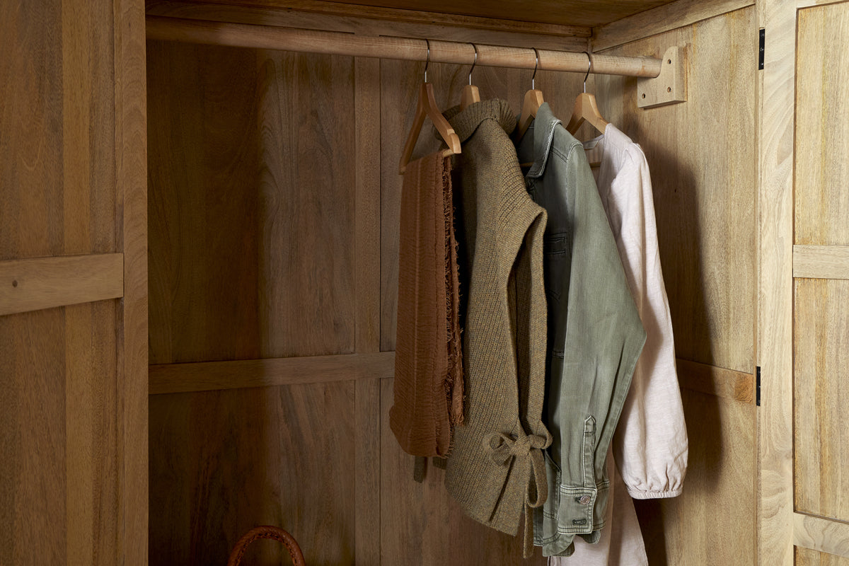 Sri Mango Wood Wardrobe - Natural