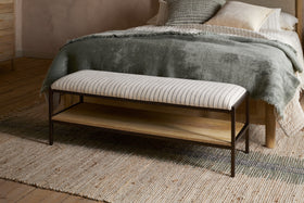 Sanja Cotton Upholstered Bench - Charcoal & Natural