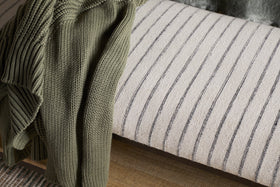Sanja Cotton Upholstered Bench - Charcoal & Natural