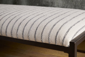 Sanja Cotton Upholstered Bench - Charcoal & Natural