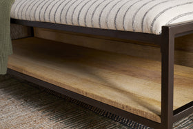 Sanja Cotton Upholstered Bench - Charcoal & Natural
