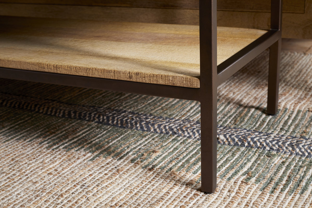 Sanja Cotton Upholstered Bench - Charcoal & Natural