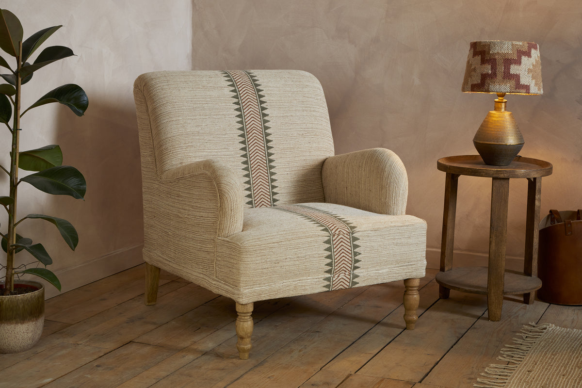 Zairya Jute & Cotton Armchair - Natural & Rust