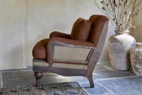 Abe Linen Deconstructed Armchair - Rust