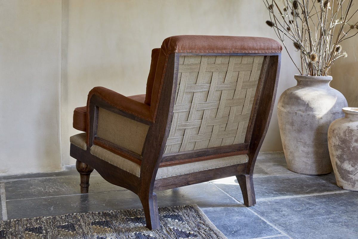 Abe Linen Deconstructed Armchair - Rust