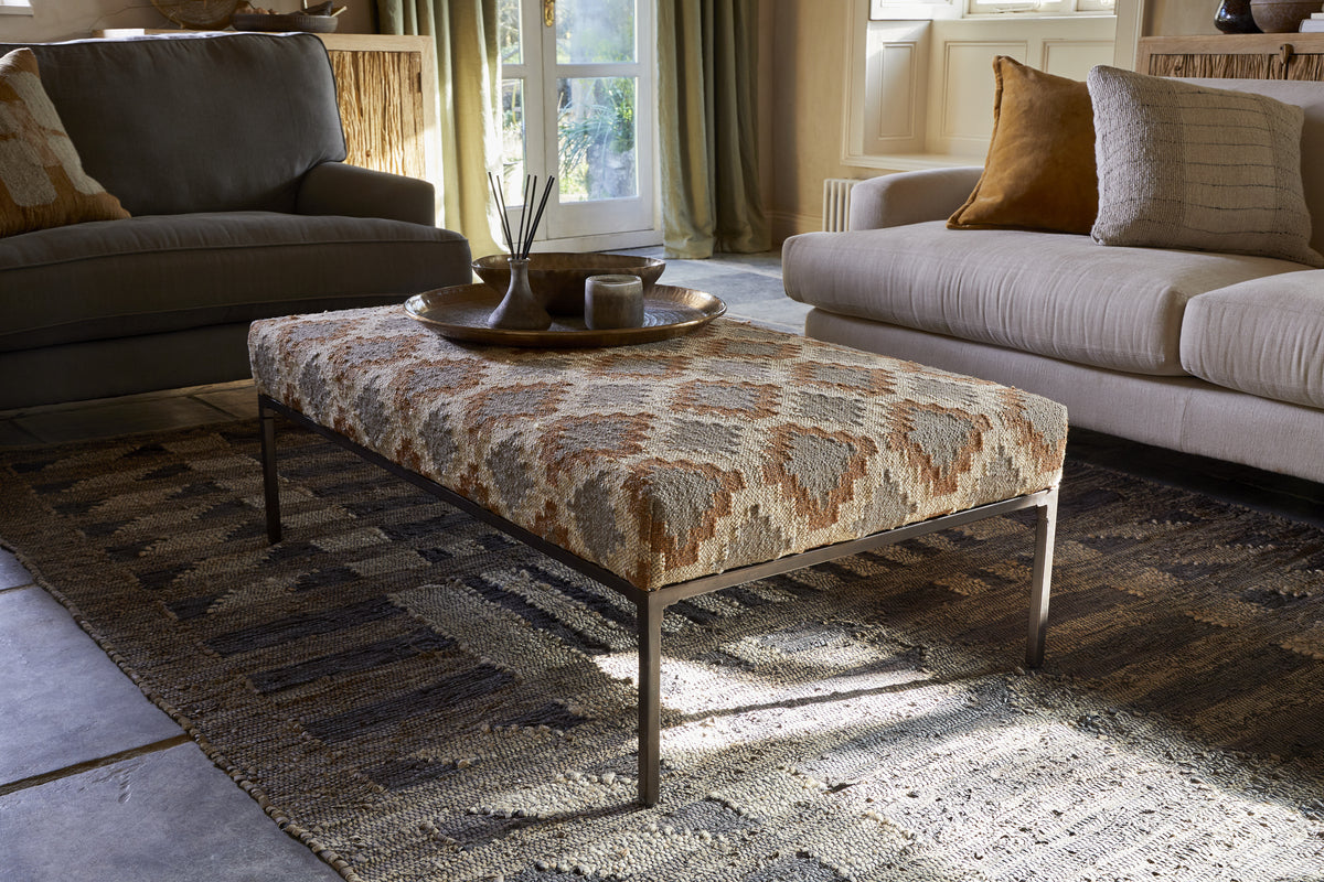 Yalin Upholstered Ottoman - Rust