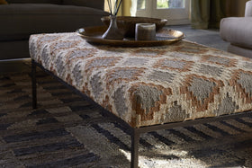 Yalin Upholstered Ottoman - Rust