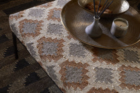 Yalin Upholstered Ottoman - Rust
