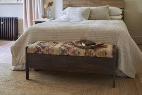 Barir Mango Wood Upholstered Storage Bench - Chocolate Brown