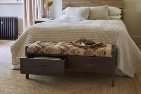 Barir Mango Wood Upholstered Storage Bench - Chocolate Brown
